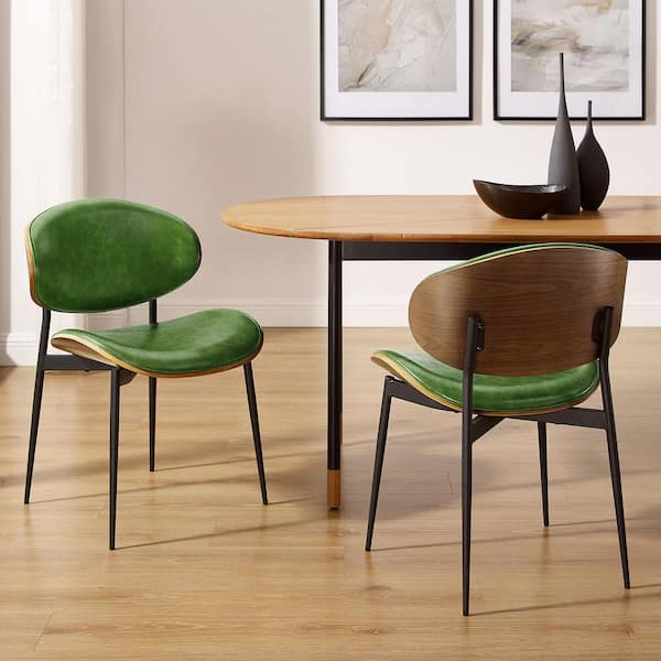 Art Leon Iya Dark Green Faux Leather Dining Side Chair with