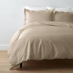 Company Cotton Cocoa Solid 300-Thread Count Cotton Percale King Duvet Cover
