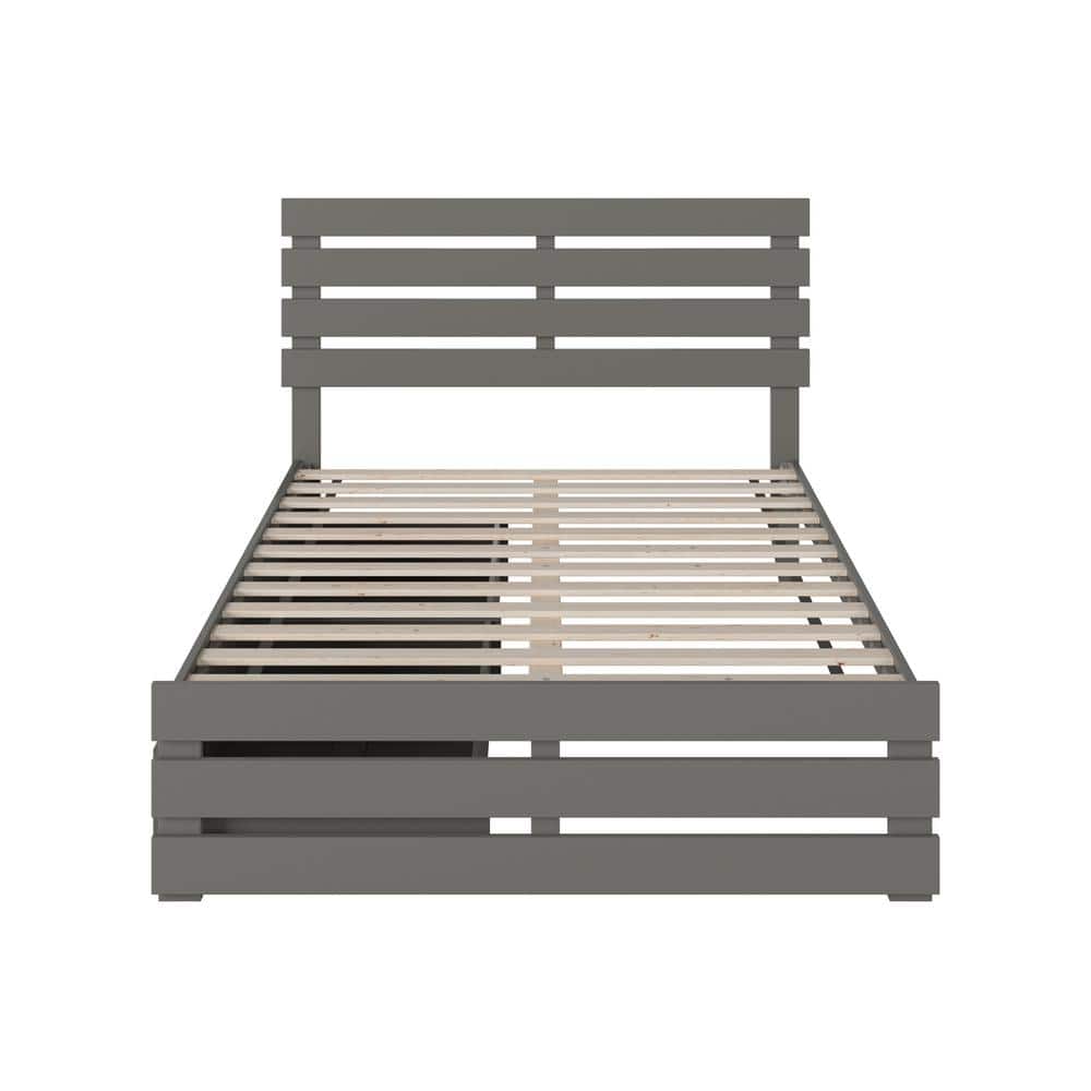 Oxford Gray Full Bed with USB Charger and Storage Drawers