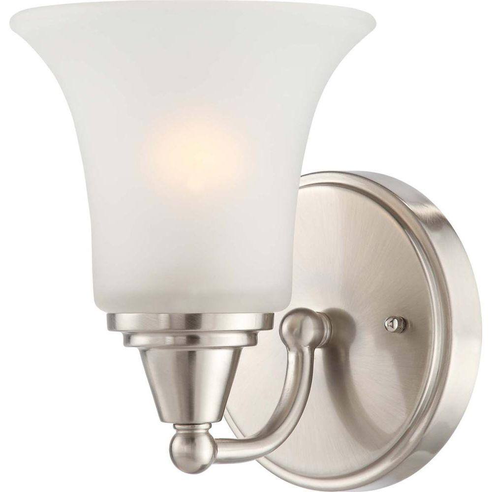 Surrey 5.25 in. 1-Light Brushed Nickel Wall Sconce with Frosted Glass Shade price history on PriceWatchPro