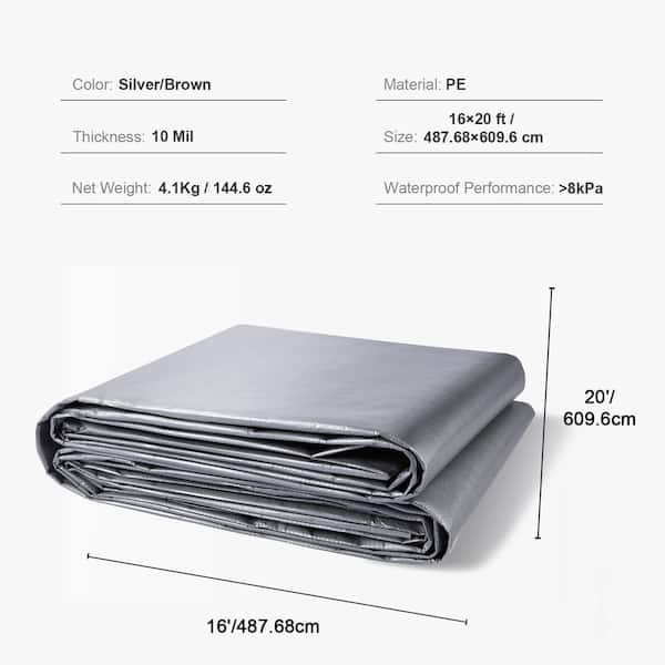 SVOPES 16x20 ft. Waterproof Tarp, 10 Mil Plastic Poly Cover Multi