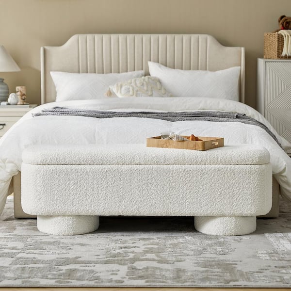 JAYDEN CREATION Noemi Beige 54.5 in. W Modern Storage Bench