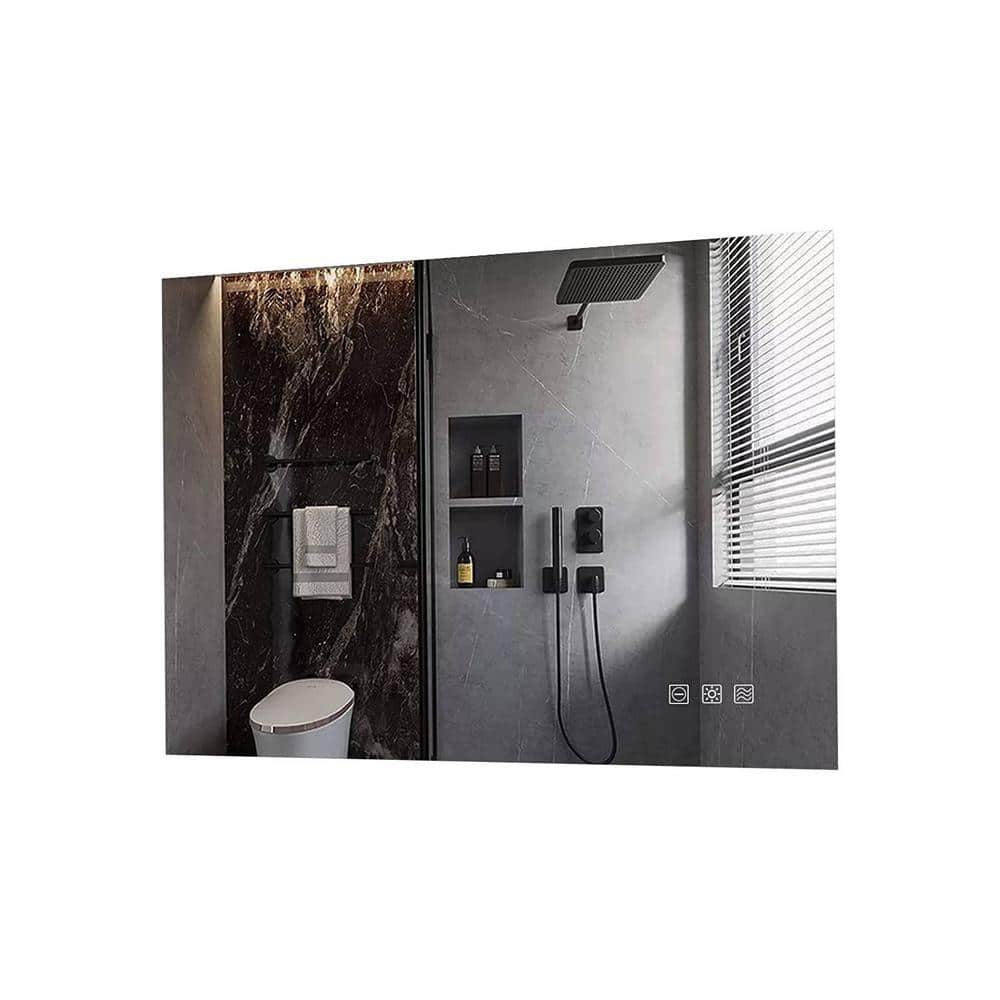 36 in. W x 28 in. H Rectangular Aluminum Framed LED Wall Mount Anti-Fog Dim