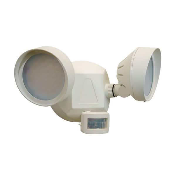 3400 Lumen White Aluminum Motion Sensing Dusk to Dawn Integrated LED Round Floodlight