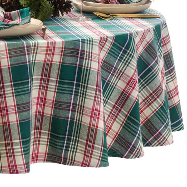 Threadmade Home Holiday Fireside Plaid Tablecloth, Multicolor - 70"W x 70"L Round
