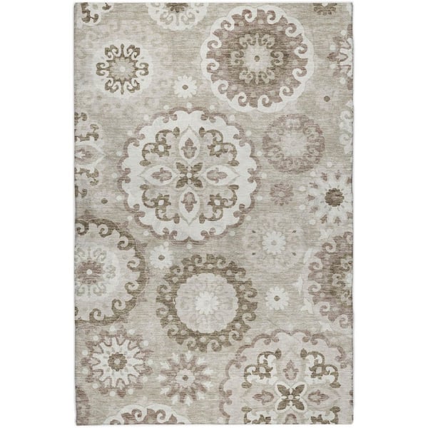 Dream Shag Premium Machine Washable Abstract ADS763 Taupe 5 ft. x 7 ft. 6 in. Area Rug