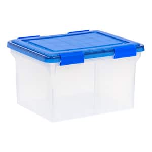 32 Qt. WeatherPro Clear Plastic Storage Box, Lid Blue