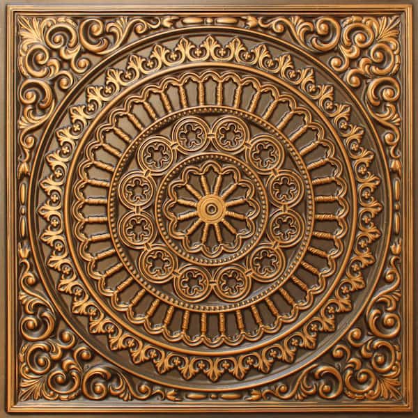 Falkirk Perth Antique Gold 2 ft. x 2 ft. Decorative Victorian Glue Up or Lay In Ceiling Tile (200 sq. ft./case)