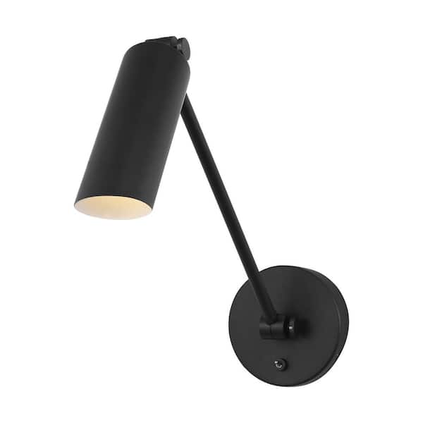 Frasar Medium 1-Light Midnight Black One Arm Wall Sconce with Midnight Black Steel Shade