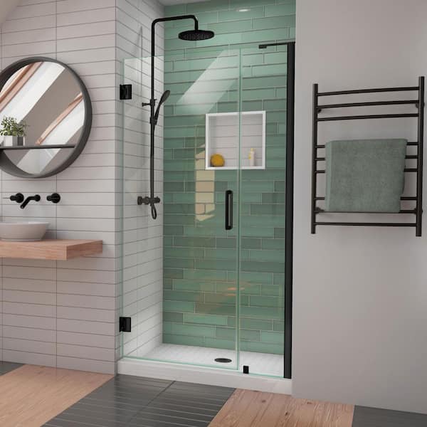 DreamLine Unidoor-LS 41 in. to 42 in. W x 72 in. H Frameless Hinged Shower Door in Matte Black