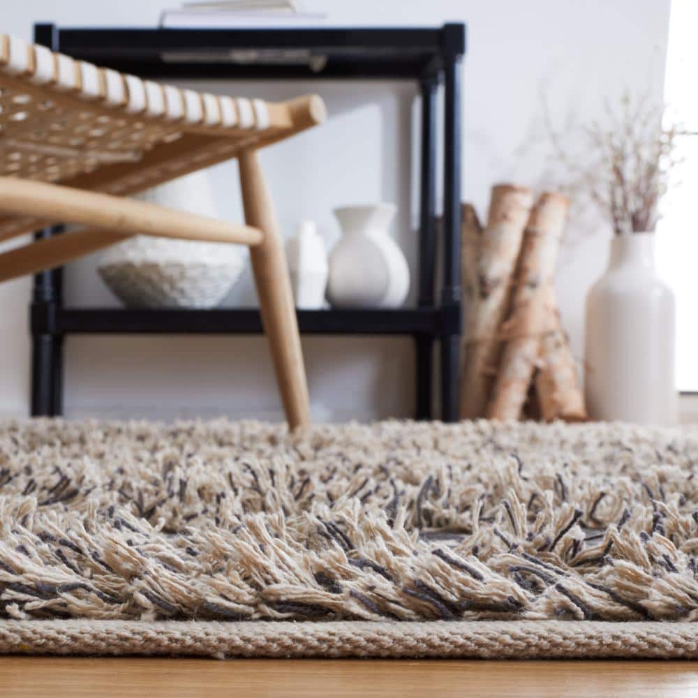 Ivory and Grey Handwoven Cotton Runner Rug