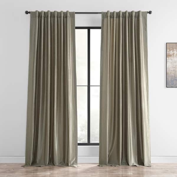 Exclusive Fabrics & Furnishings Warm Stone Solid Rod Pocket Room Darkening Curtain - 50 in. W x 96 in. L (1 Panel)