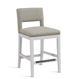 Rowell 25 in. White Cushioned Counter Stool