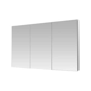 Royale 60 in W x 30 in. H Rectangular Tri-view Medicine Cabinet with Mirror and 3X Removeable Magnifying Mirror