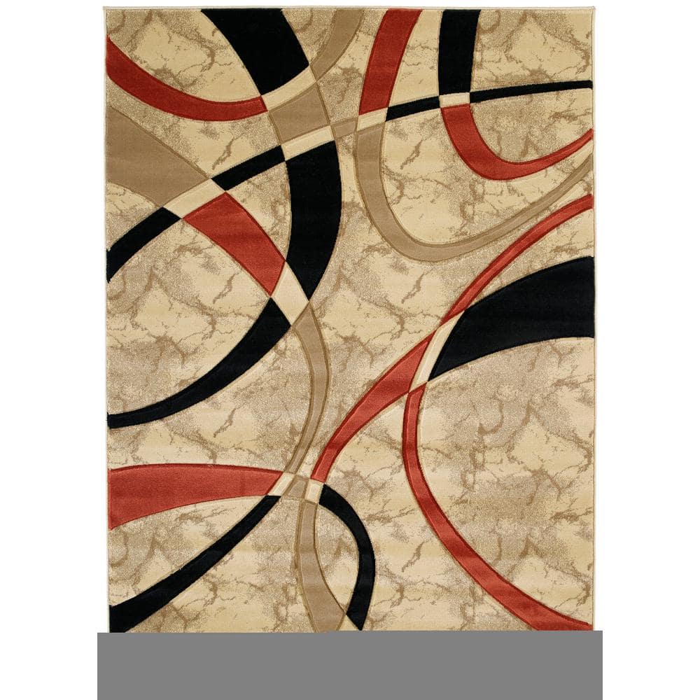 Contours La-Chic Cream Rectangular Synthetic Area Rug 2' x 3'
