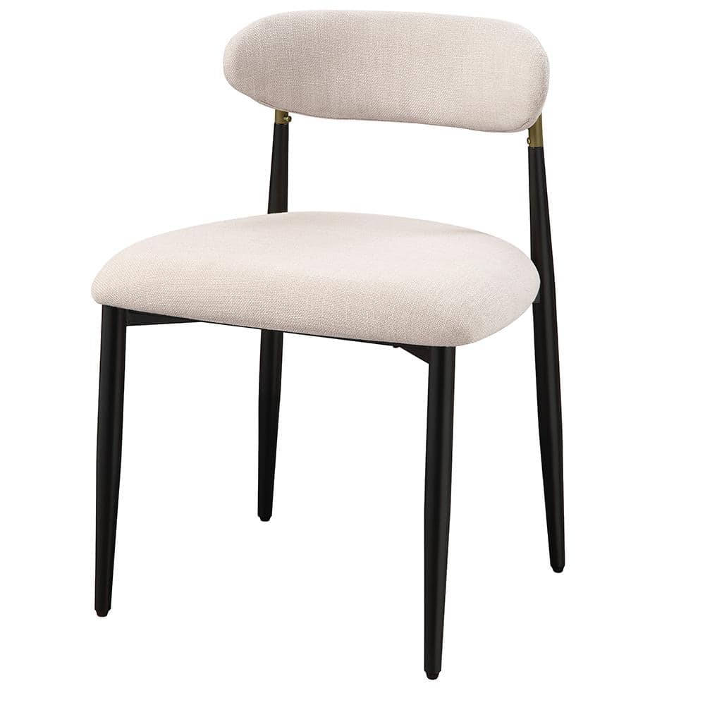 Jaramillo Beige Fabric and Black Side Chair (Set-2)