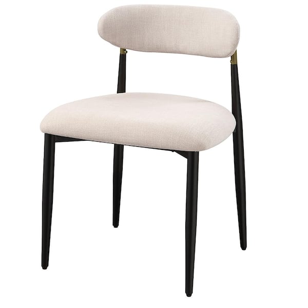 Jaramillo Beige Fabric and Black Side Chair (Set-2)