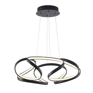 Darwin 1-Light Dimmable Integrated LED Matte Black No Decorative Accents Tubed Circle Chandelier for Living Room