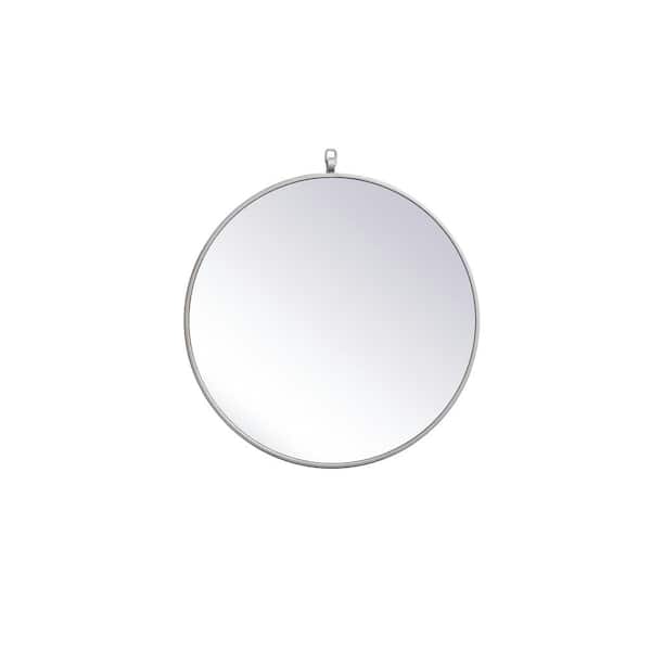 Unbranded Timeless Home 21 in. W x 21 in. H x Midcentury Modern Metal Framed Round Silver Mirror
