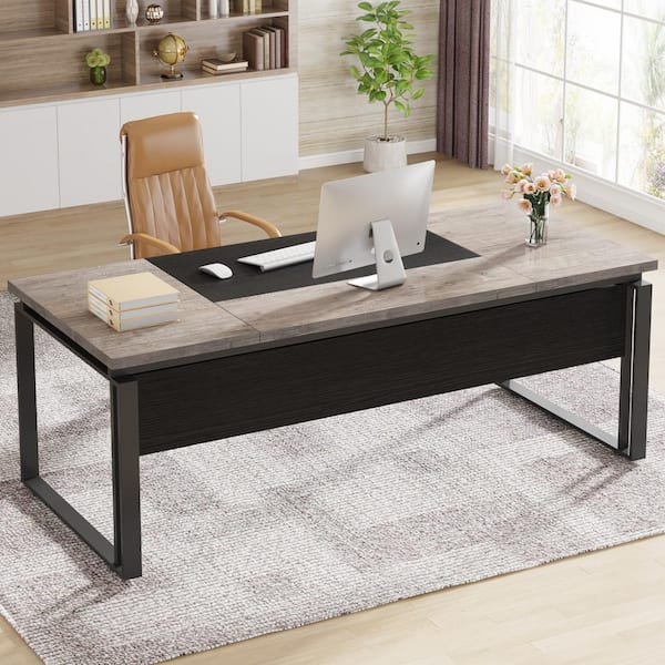 BYBLIGHT Moronia 63 in. Black and Gray Computer Desk for Home
