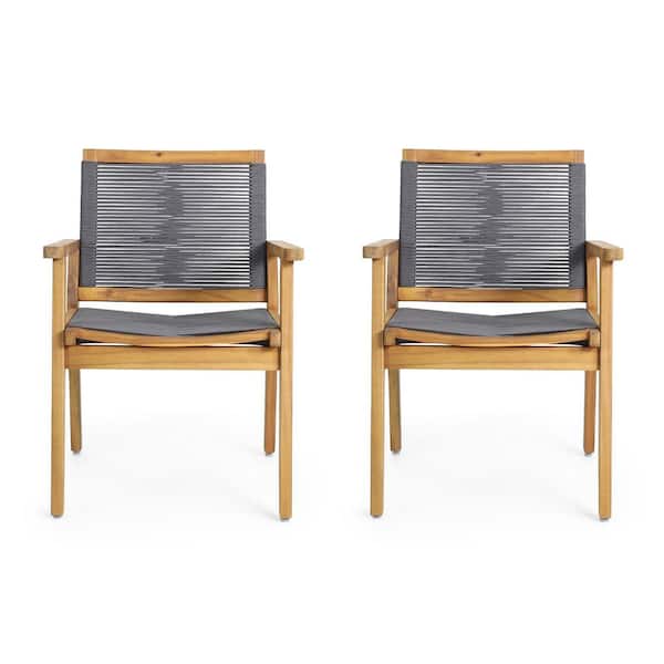 Brown Wood Outdoor Lounge Chair Club Chairs Set of 2