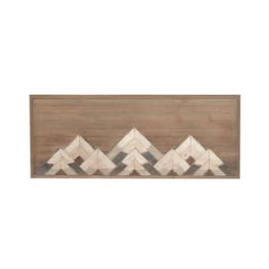 39 in. x  15 in. Wood Brown Mountain Geometric Wall Decor