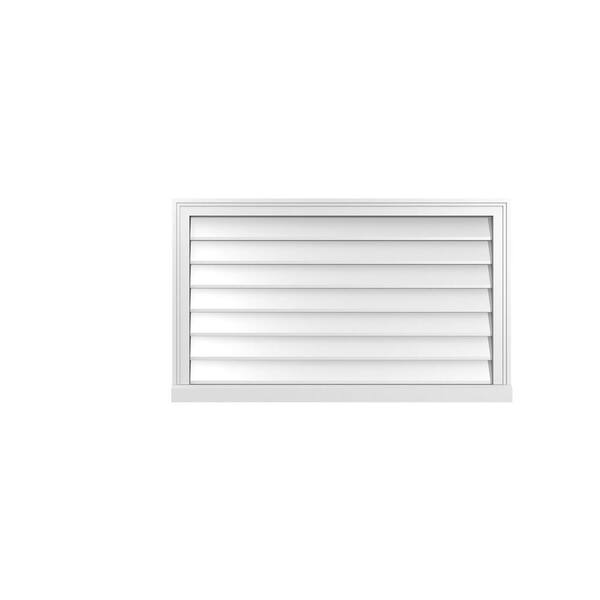 Ekena Millwork 40 in. x 24 in. Vertical Surface Mount PVC Gable Vent: Decorative with Brickmould Sill Frame