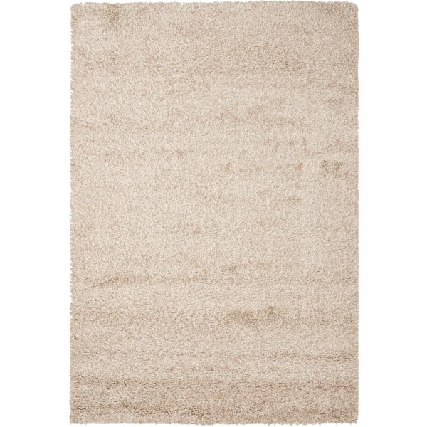 Santa Monica Shag Beige 4 ft. x 6 ft. Solid Area Rug