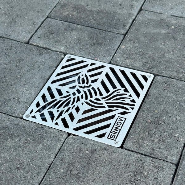 6 in. Premium Stainless Steel Heavy Duty Square Paver Drain Grate for Multiple Pipe Sizes-Drainage Cover Made in USA