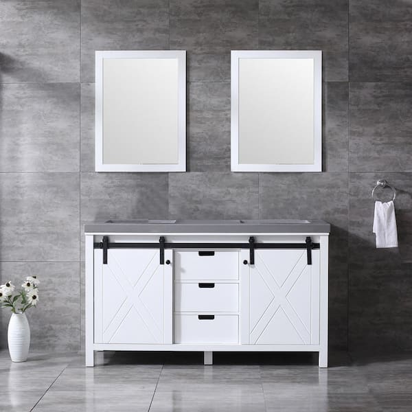 Lexora Marsyas 60 Inch Double Bathroom, 60 Inch Double Vanity Mirror Size