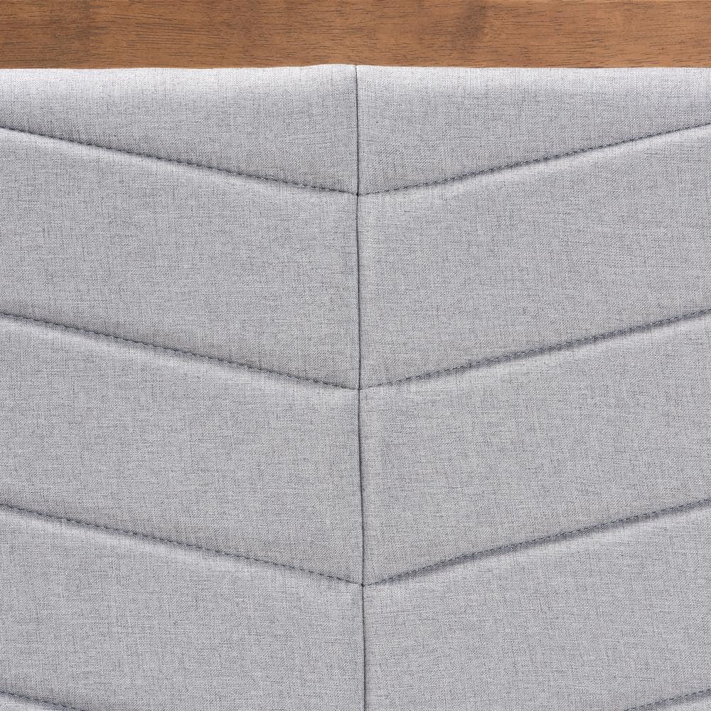 Light Grey Chevron Tufted Fabric and Walnut Wood Full Headboard
