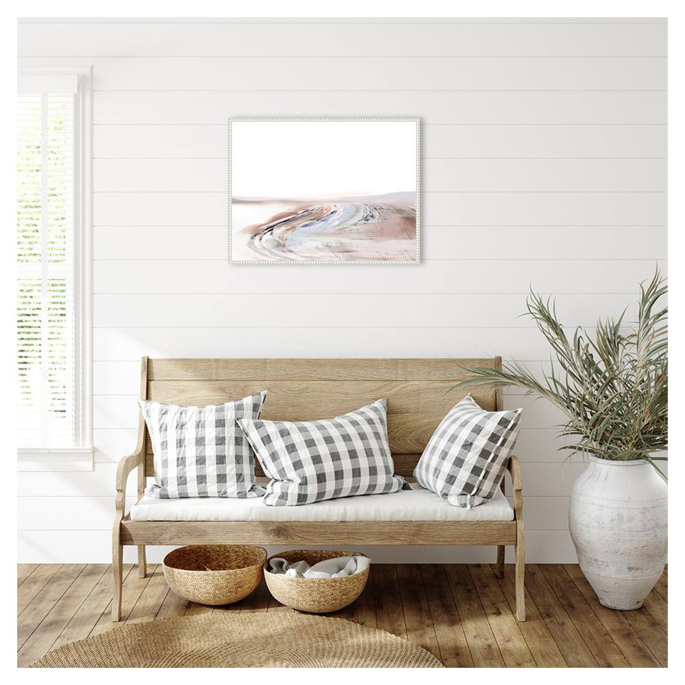 Large White and Beige Abstract Canvas Framed Wall Art