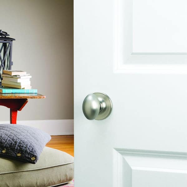 Emtek Egg Door Knob Defiant Round Satin Nickel Keyed Entry Door