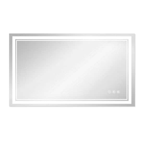 FUNKOL 28 in. W x 48 in. H Large Rectangular Frameless Dimmable Anti-Fog LED Wall Bathroom Vanity Mirror