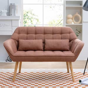 Modern 55.1 in. Red Polyester 2-Seater Loveseat Sofa Couch 
