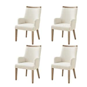 Borchard Ivory Farmhouse Solid Wood Upholstered Dining Chair Set of 4