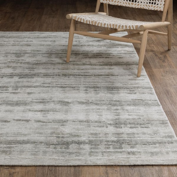 Cadence Beige/Green 9 ft. x 12 ft. Distressed Striped Wool-Viscose Hand-Loomed Indoor Area Rug