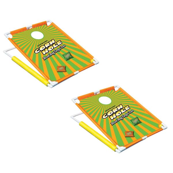 Swimline Swimming Pool Floating Cornhole Bean Bags Toss Game Set 2 Boards