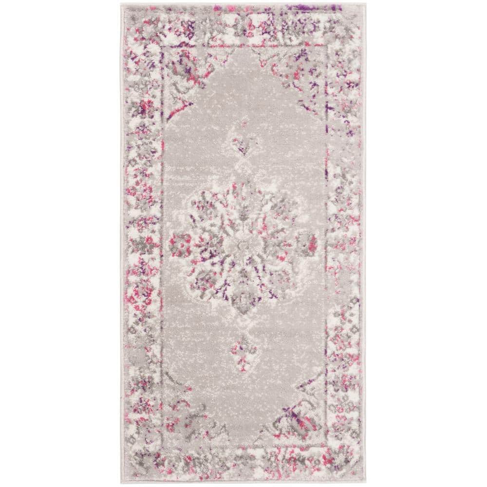 Lilac Dreams Floral Synthetic 2' x 4' Easy-Care Area Rug