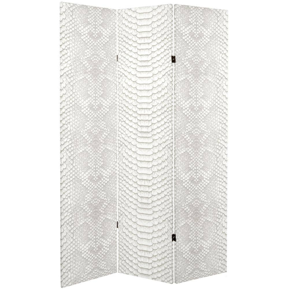 White Snake Print 6 ft. Printed 3-Panel Room Divider