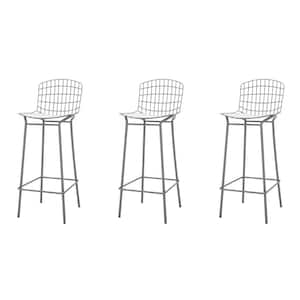 Madeline 41.73 in. Charcoal Grey and White Bar Stool (Set of 3)