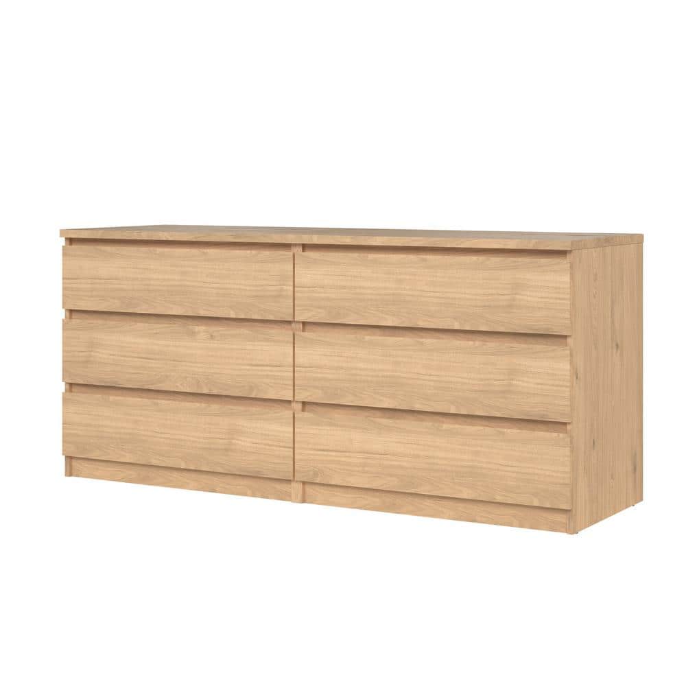 Tvilum Scottsdale Jackson Hickory 6-Drawer 60.55 in. Wide Double Dresser 70296hl