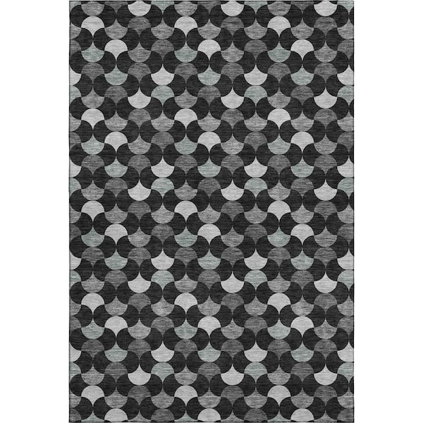 Mayfield Premium Machine Washable Abstract AMF2568 Black 10 ft. x 14 ft. Area Rug