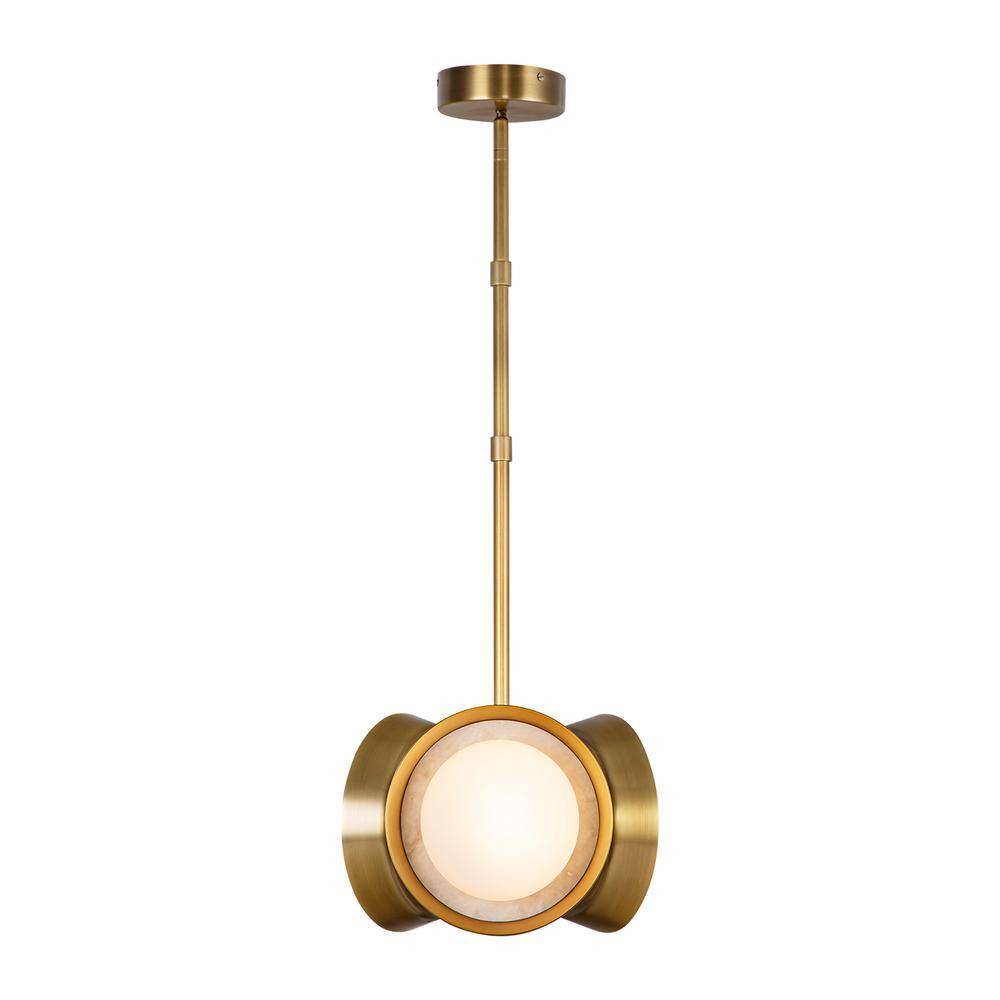 Alonso Vintage Brass LED Pendant with Glass Shade