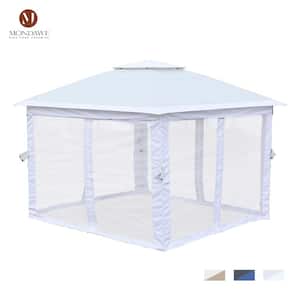 Ventilated Double Layer Top 10 ft. x 10 ft. Light Gray Outdoor Steel Frame Pop-up Canopy Grill Canopy Gazebo Tent