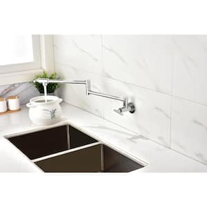 Modern Classic Kitchen Faucets Wall Mounted Pot Filler with Single Handle in Chrome
