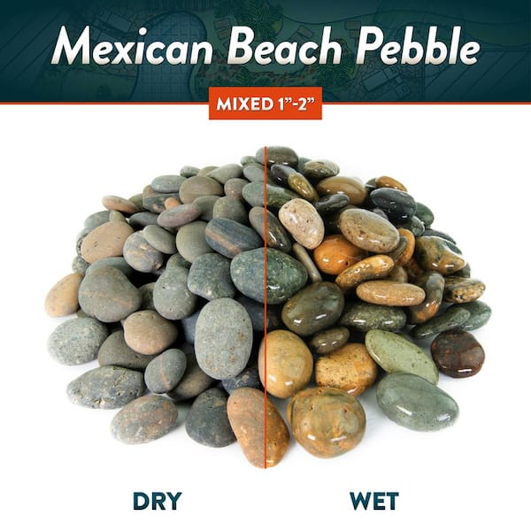 0.25 cu. ft. 3 in. to 5 in. Mixed Mexican Beach Pebble Smooth Round Rock for Gardens, Landscapes, and Ponds