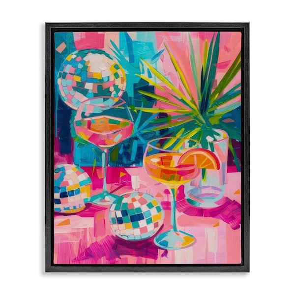 Stupell Industries Dazzling Disco Cocktails by LSR Design Studio Black Floater Frame Food Graphic Art Print 21 in. x 17 in.