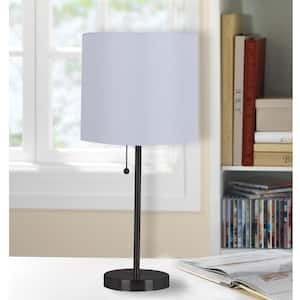 19 in. Black Stick Desk Lamp with White Shade