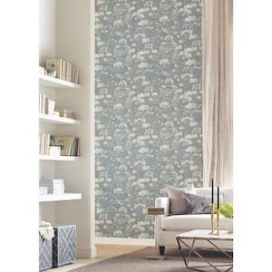 Grey Botanical Fantasy Unpasted Paper Matte Wallpaper, 27 in. by 27 ft.